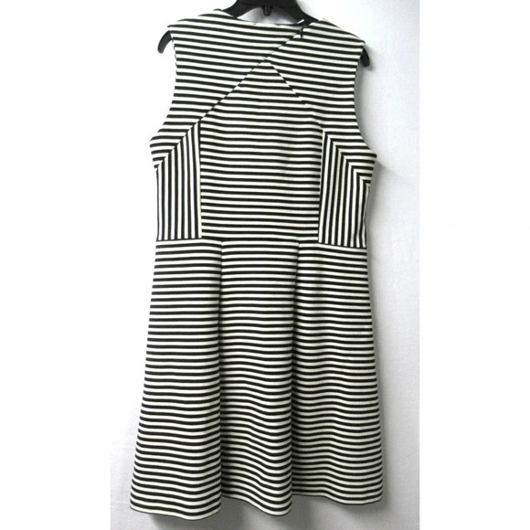JOE FRESH Fit Flare Dress Black White Stripes Sleeveless Size Large Cotton Blend - Picture 2 of 10